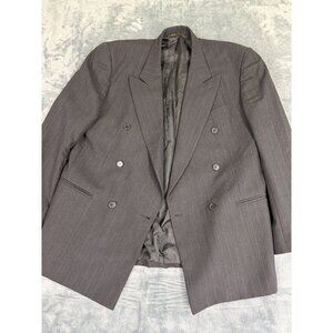 Double Breasted Giorgio Fellini Mens Blazer Size 44 Classic Gray Striped Wool